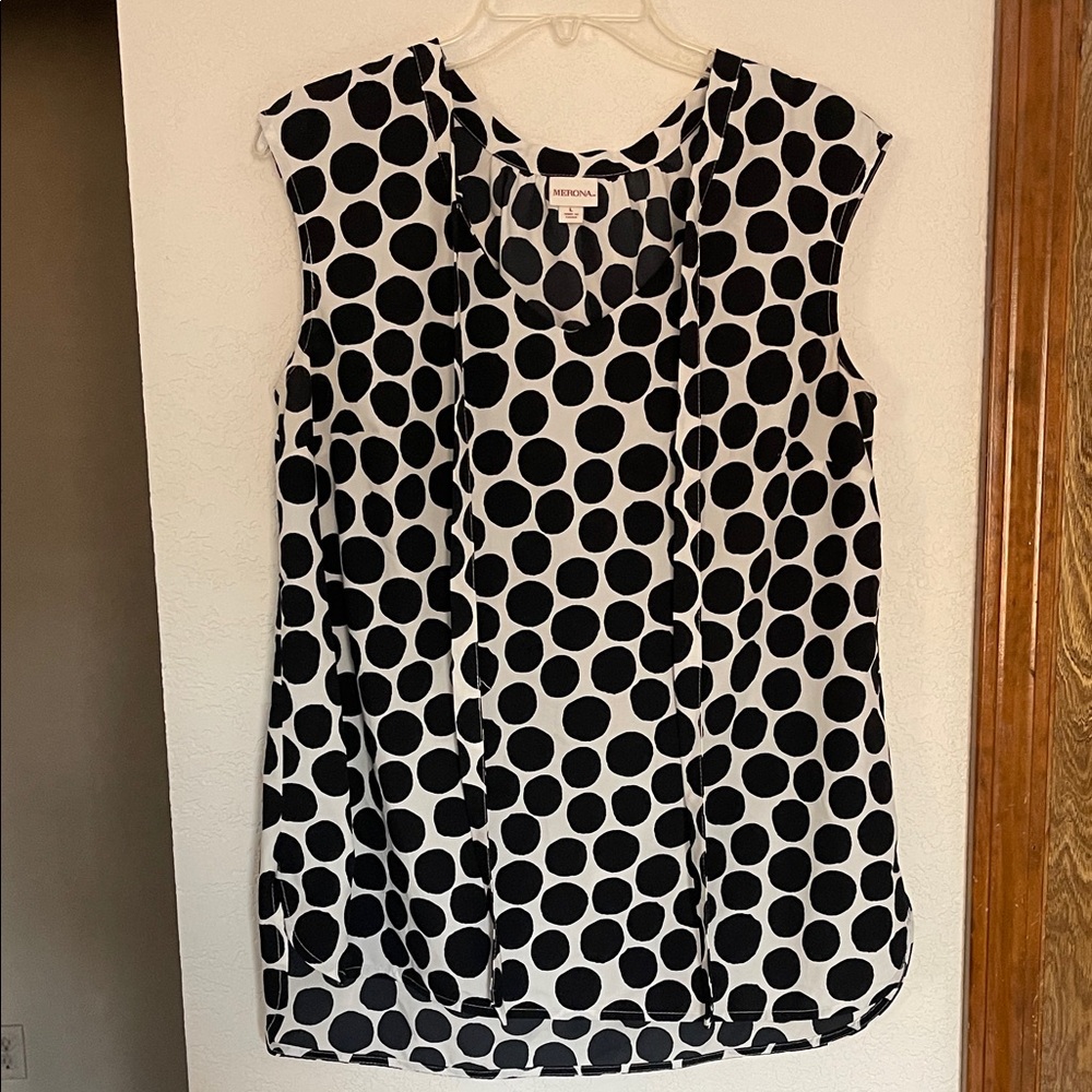 Merona Black and White Polka Dot Blouse